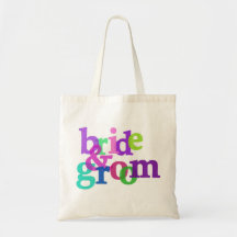 Bruden och brudgummen hänger lös tote bag