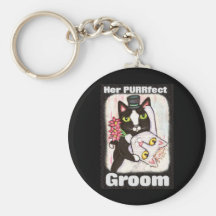 Brudgum Keychain för kattbröllopdans Nyckel Ringar