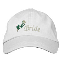 Brudhatt, broderad vit ros