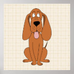 Brun hundtecknad. Hound. Affisch