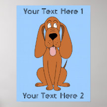 Brun hundtecknad. Hound. Print