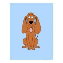 Brun hundtecknad. Hound. Vykort
