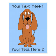 Brun hundtecknad. Hound. Vykort