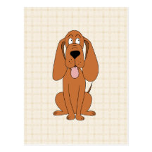 Brun hundtecknad. Hound. Vykort