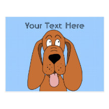 Brun hundtecknad. Hound. Vykort