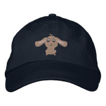 Brun kanin broderad hatt