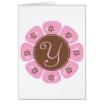 Brun och rosa Monogram Y Hälsnings Kort
