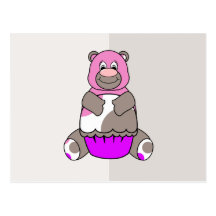Brun och rosa Polkadot björn Vykort