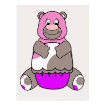 Brun och rosa Polkadot björn Vykort
