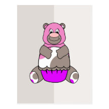 Brun och rosa Polkadot björn Vykort