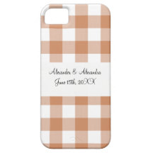 Bruna favörer för ginghammönsterbröllop iPhone 5 fodraler
