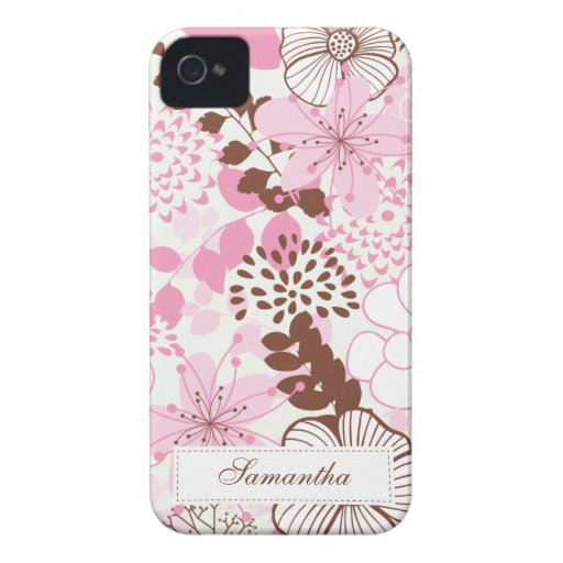 Brunt- och rosavårträdgård iPhone 4 Case-Mate fodral