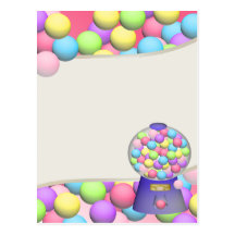 Bubblegum Gumballs och maskin Vykort