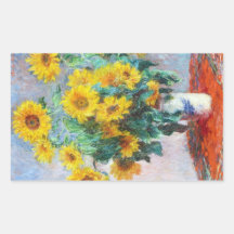 Bukett av solrosor, Claude Monet 1880 Rektangelformade Klistermärken