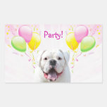 Bulldog with balloons rectangular stickers
