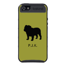 BulldoggSilhouette med beställnings- text iPhone 5 Cover