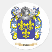 Burk vapensköld (familjvapenskölden) rund klistermärke