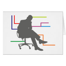 Büro Mann vernetzt office man connected Grußkarte