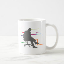 Büro Mann vernetzt office man connected Kaffeetassen