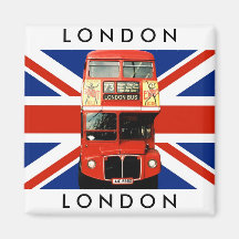 Buss för kylmagnet W. London och brittisk flagga Kylskåps Magneter