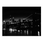 BW New York City på natten - New York City horison Vykort