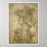 Byst av en krigare, Leonardo Da Vinci Affisch