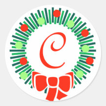 C-Monogram (Retro julkran) Runda Klistermärken