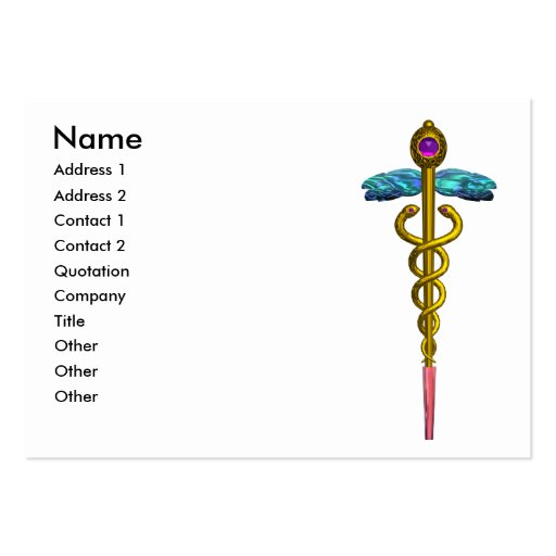 CADUCEUS vibrerande guld- amethyst, svart vit Visitkort Mallar