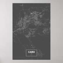 Cairo Egypten (vit på svart) Posters