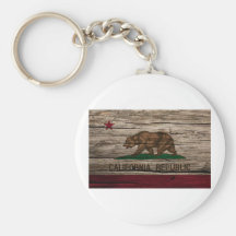 California Flag Rustic wood Key Chains