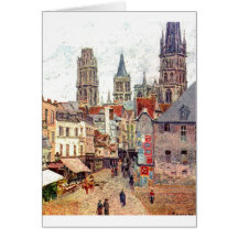Camille Pissarro - livsmedelRueRouen olja 1898 Hälsnings Kort