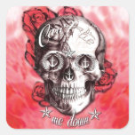 Can't tie me down nautical skull in red and white. square sticker