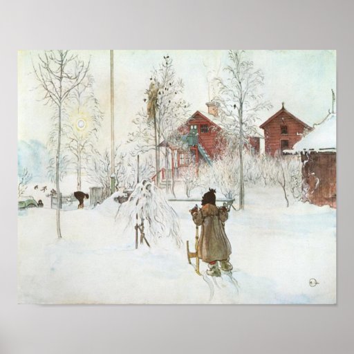 Carl Larsson - bekläda gården och tvättahuset Affischer