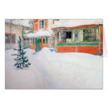 Carl Larsson beställnings- julkortstuga i snö