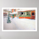 Carl Larsson stuga i snökonsttryck Print