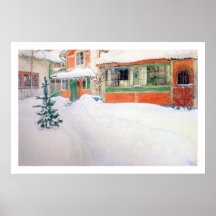 Carl Larsson stuga i snökonsttryck Print