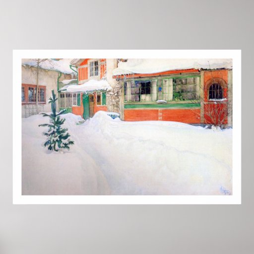 Carl Larsson stuga i snökonsttryck Print