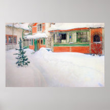 Carl Larsson stuga i tryck för snöaffischkonst