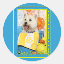 Carson - västra höglands- Terrier -6 Rund Klistermärke