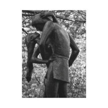 Central Park höst: Romeo & Juliet staty 01 B&W Sträckt Kanvastryck