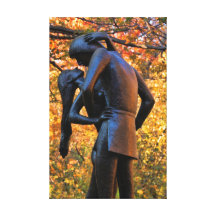 Central Park höst: Romeo & Juliet staty 01 Kanvasduk Med Gallerikvalitet