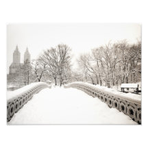 Central Park vinterromantik - pilbågen överbryggar Fotografiskt Tryck