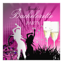 Champagne för vit för Bachelorette partysvart rosa Anpassade Inbjudan