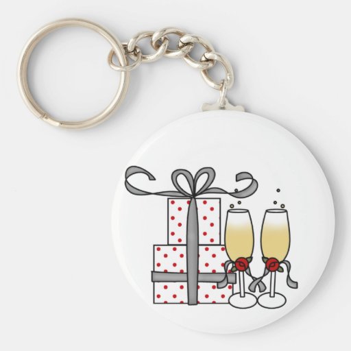Champagne och gåvor Keychain Nyckel Ring