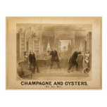 Champagne och Retro teater för ostroner Vykort