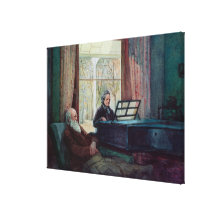 Charles Darwin och hans fru på pianot Kanvasdukar Med Gallerikvalitet