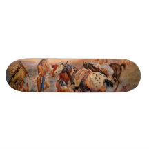 Charles M. Russells spårar den första vagnen (1908 Skate Board Deck