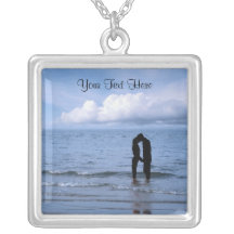 Charmig Silhouette av maken & frun på stranden Anpassningsbar Halsband