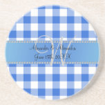 Checkers för gingham för bröllopmonogramblått underlägg