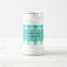 Checkers för gingham för bröllopmonogramturkos mugg